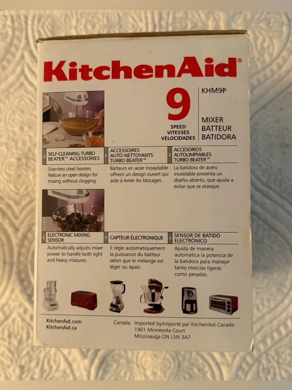 KitchenAid Professional 9 Speed Hand Mixer White KHM9P w/box & attachments TESTE